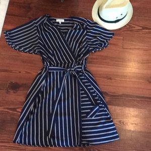 Monteau blue and white striped dress